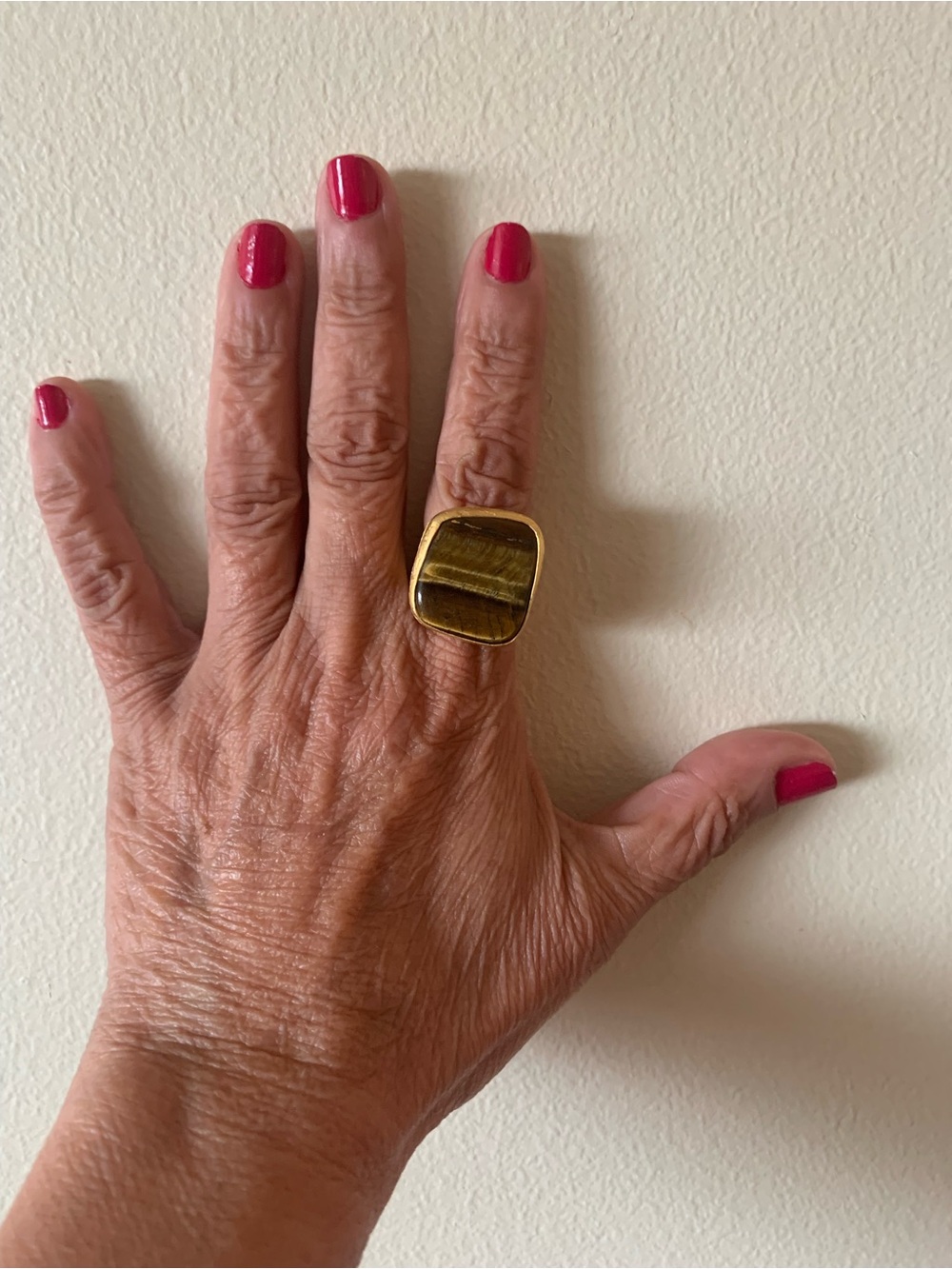 Gold-Tone Tiger's Eye Statement Ring - Women's Fashion Jewelry